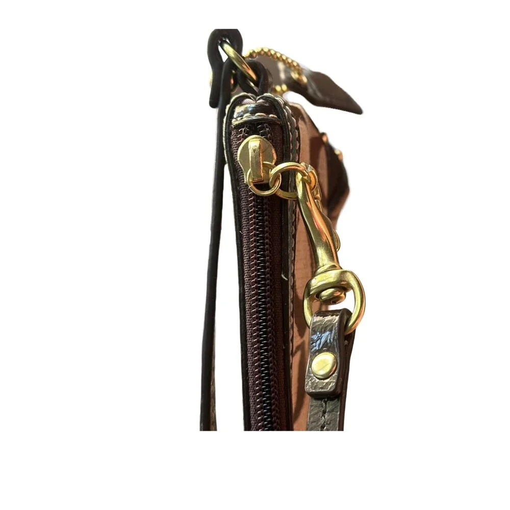 Coach Brown Signature Canva Wristlet Wallet